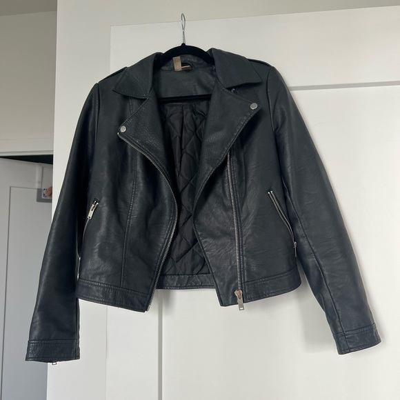 Navy vegan leather jacket - Picture 1 of 4